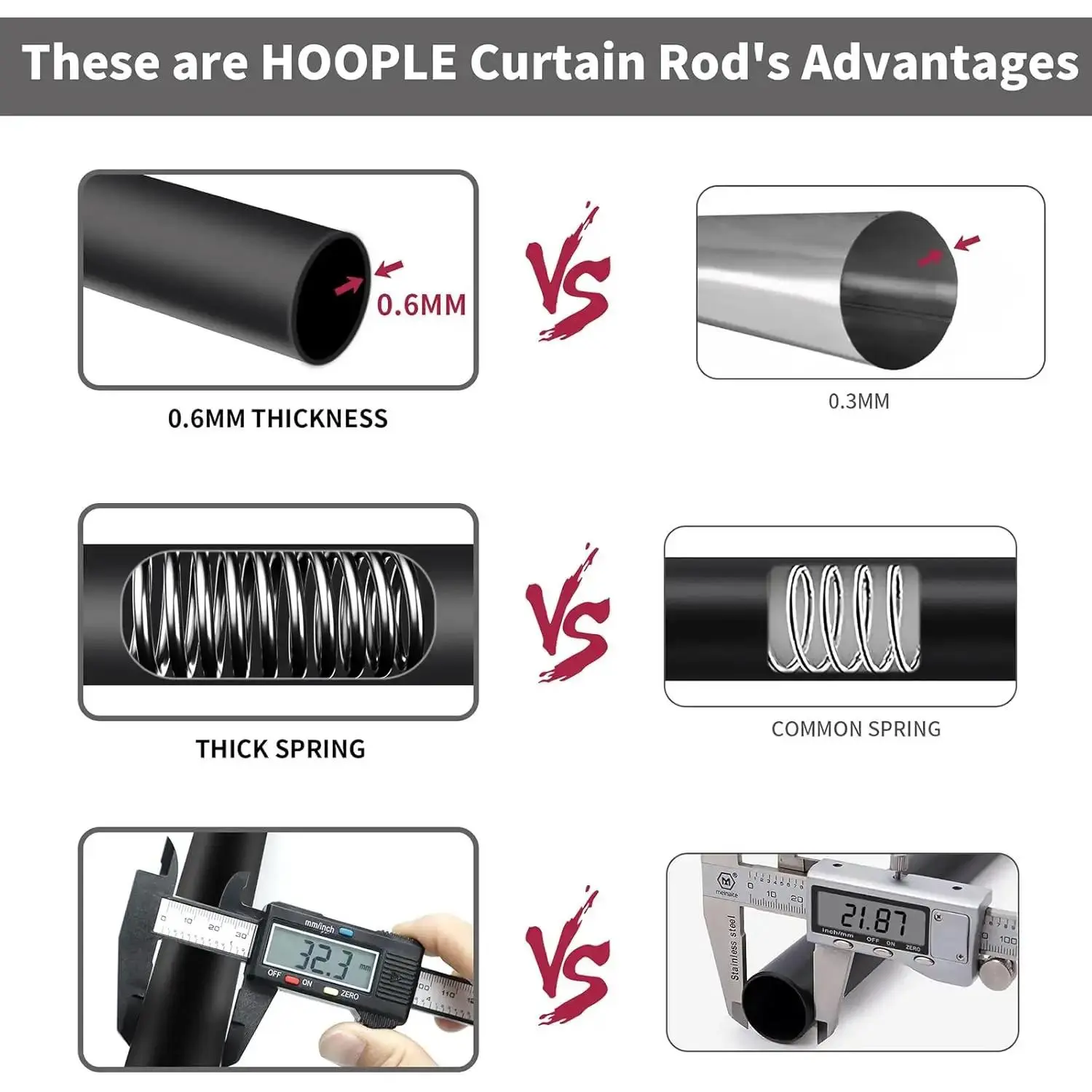 Tension Curtain Rod, 102-120 Inch No Drilling Tension Rods for Windows, Adjustable Pole Shower Curtain Rod, Non-Slip Telescoping Curtain Rods for Bathroom, Patio, Bedroom, Laundry, Black