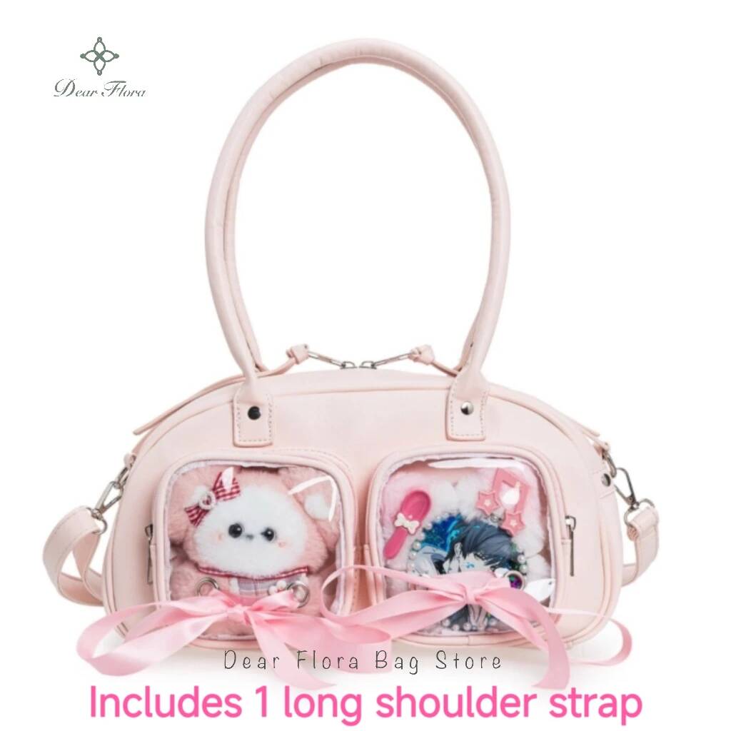 New Y2K Cute Ita Bag Large Capacity Fashion Shoulder Bag Lolita Girls Transparent Cosplay Underarm Bag DIY Badge Display Handbag