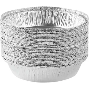 7'' Inch Round Tin Foil Pans Disposable , Freezer & Oven Safe - For Baking, Cooking, Storage, Roasting, & Reheating, Pack of 20