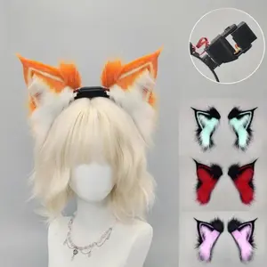 Electric Fox Ear Headband Gravity-Sensitive Simulation Realistic Animal Fluffy Ears Cosplay Headpiece Cat Ear Anime Accessories