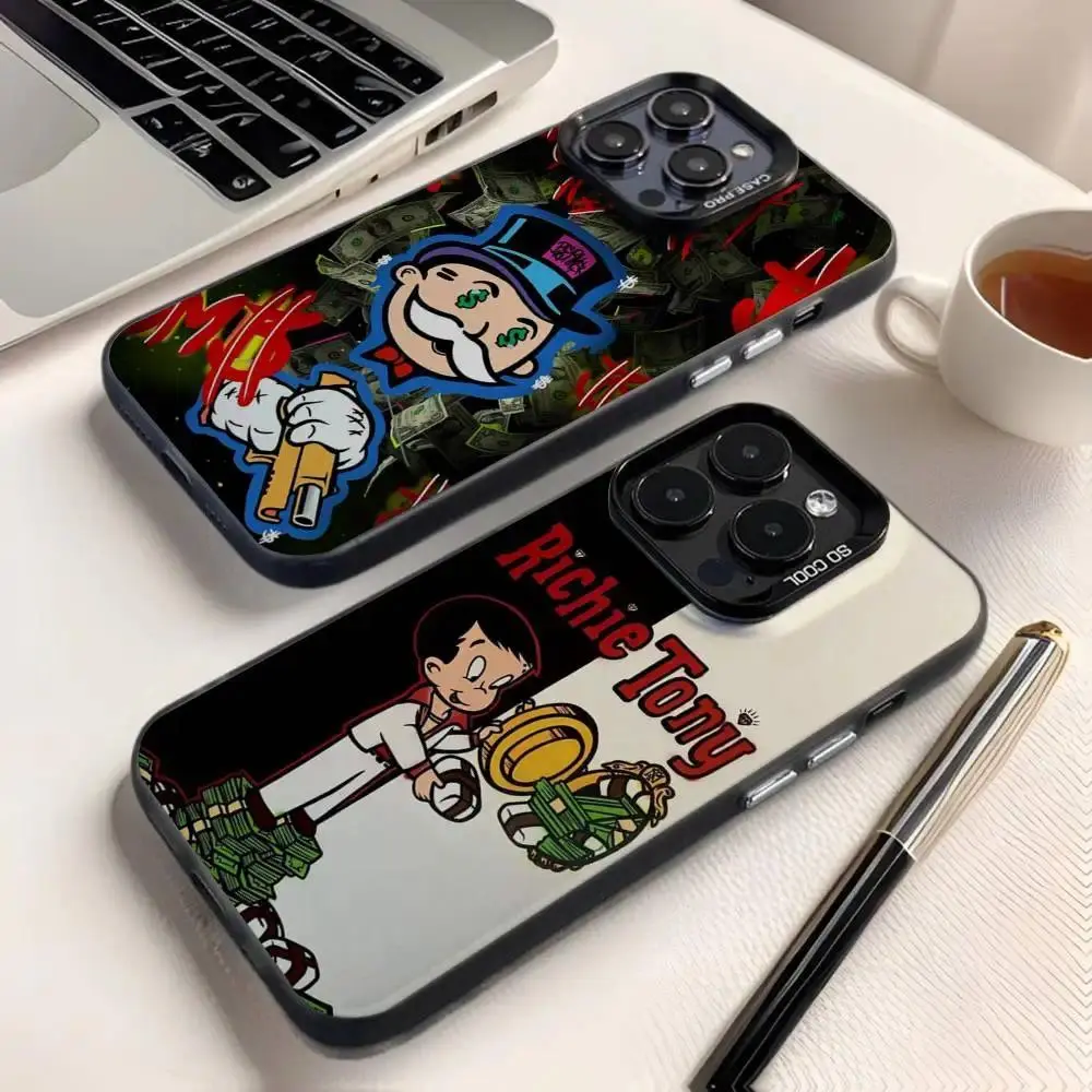 Richie Rich Cartoon Customized Multi-Model Phone Case - TPU Silicone Anti-Fall Black Matte Hard Case for iPhone 17,16,15,14,13,12,11, Pro, Max, Plus Mobile Phone Accessories