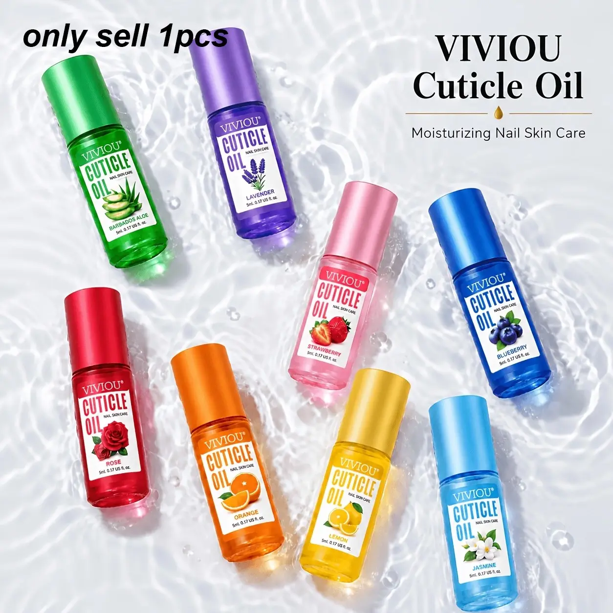 VIVIOU Roll On Cuticle Oil, 5ml Moisturizing Nail Cuticle Care Oil, Nourishing Treatment for Dry Cracked Cuticles, Portable Nail Nutrition Oil for Home & Salon Manicure