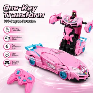 Remote Control Transforming Car Robot, Unicorn RC Toy Car with LED Lights, One-Button Transformation, 360-Degree Rotation, Birthday Gift