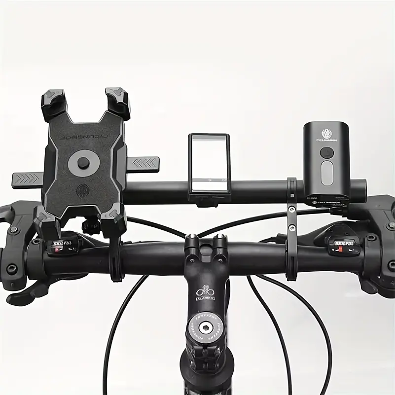Bicycle Extension Bracket - Heavy-Duty Bike Light and Phone Holder, Adjustable Clamp, Space-Saving Riding Rack, Compatible with Road/Mountain Bikes, Suitable for Handlebar Accessories, Non-OEM, Bike Accessories, Compact Design, Durable Structure
