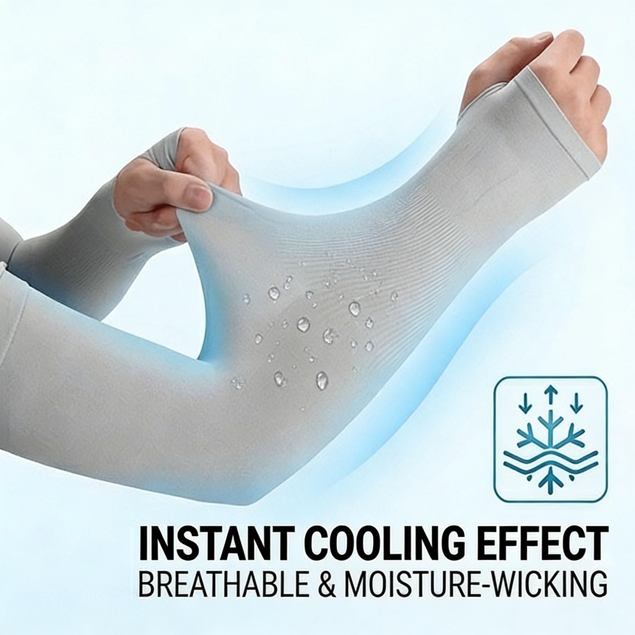 7 pairs of UV protection cooling arm sleeves for men and women, designed with thumb holes. Soft and breathable, great for driving, golf, fishing, cycling and hiking outdoors.