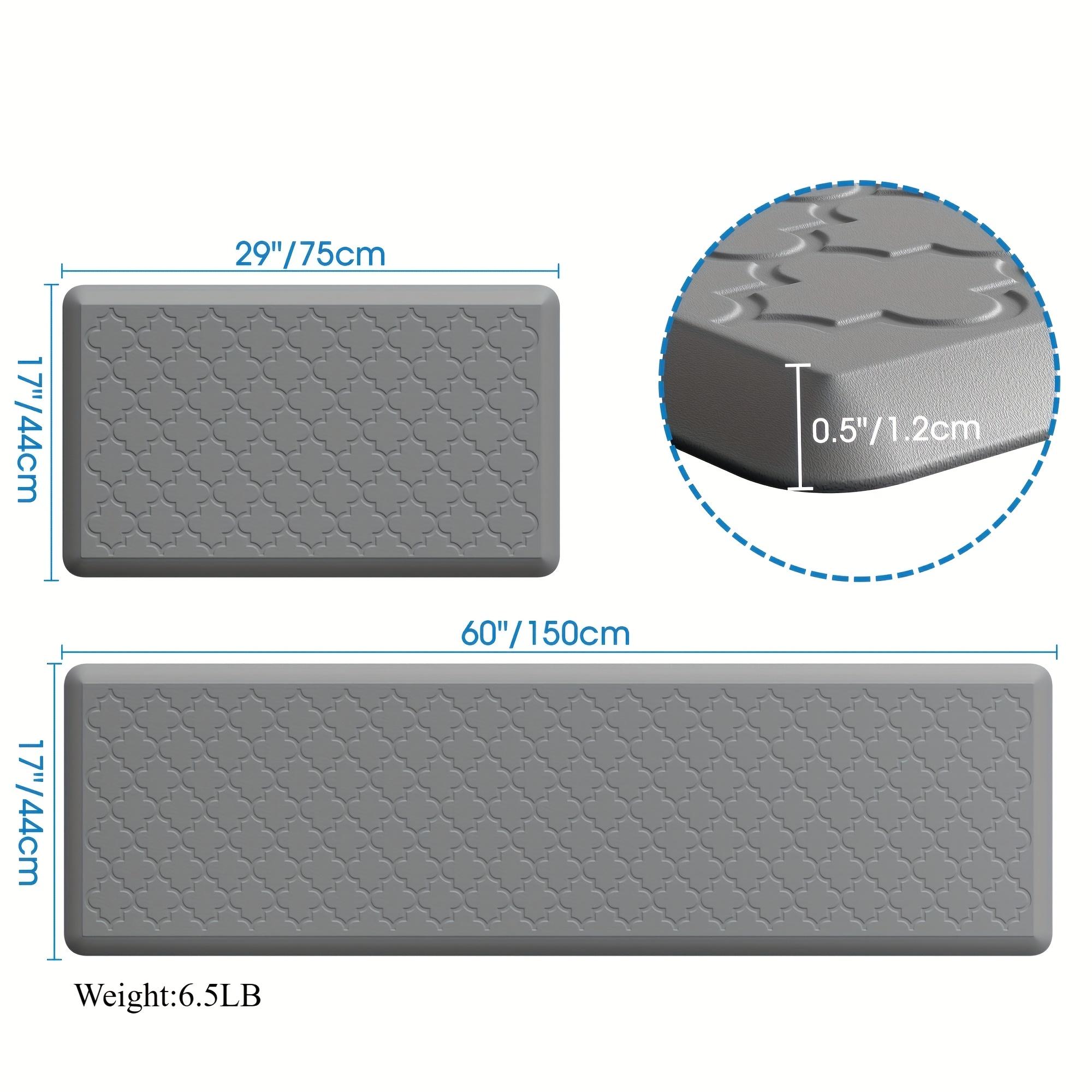 [Non-Slip Kitchen Mats] 2pcs Non-Slip Cushioned Kitchen Mats for Floor| Anti Fatigue Mats for Standing, Office, Sink, Laundry - Grey