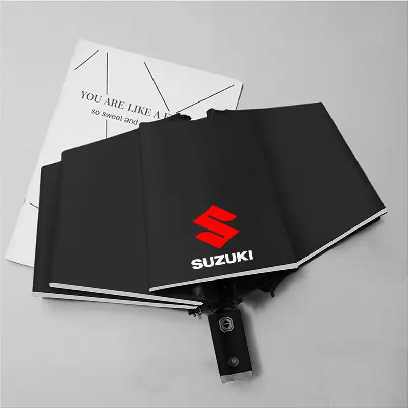 Automatic Reflective Car Umbrella, Three-Color Nylon Waterproof, Stainless Steel Frame, Foldable, Night Light, for Suzuki Jimny, Grand Vitara, Swift, Alto, S-Cross, Baleno, Ciaz, Ignis, Samurai, Sx4