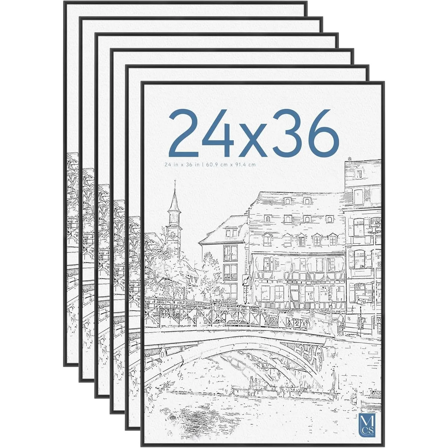 Original Poster Frame 24x36 Black Lightweight Vertical & Horizontal Wall Hanging Large Picture Frame for Posters, Art Prints & Gallery Wall 6-Pack