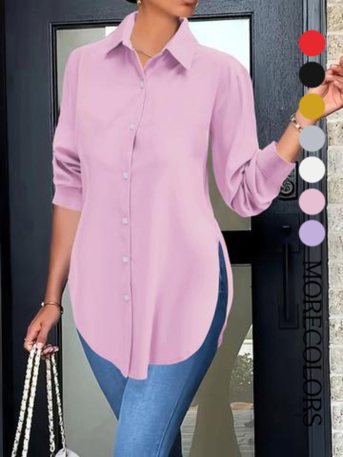 Elegant Fashion Women's Collared Long Sleeve Shirt, Fitted Outer Shell, Moderate Fabric Thickness, Casual Style, Spring & Fall Wear Elegant Fashion Women's Collared Long Sleeve Shirt, Fitted Outer Shell, Moderate Fabric Thickness, Casual Style, Spring & Fall Wear
