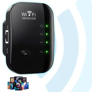 Repeater WiFi Extender,300Mbps Signal Booster for whole home covered,2.4G Wireless WiFi Range Extender,Long Range,Covers up to 50+ Devices,Easy Setup,Ethernet Port,Black & White