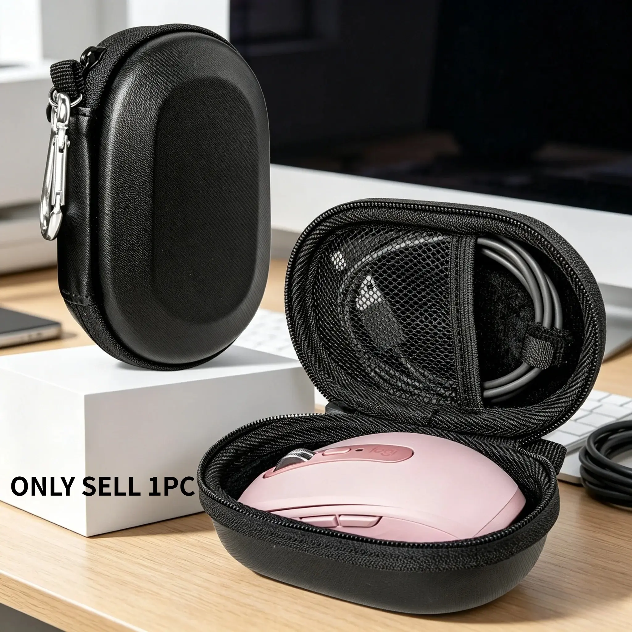 Universal Wireless Mouse Storage Bag, Pressure Resistant Portable Protective Case. Buckle, Digital Accessory Storage Bag - Anti-collision Mobile Power Plug Mouse Protection Bag, Home Organizers