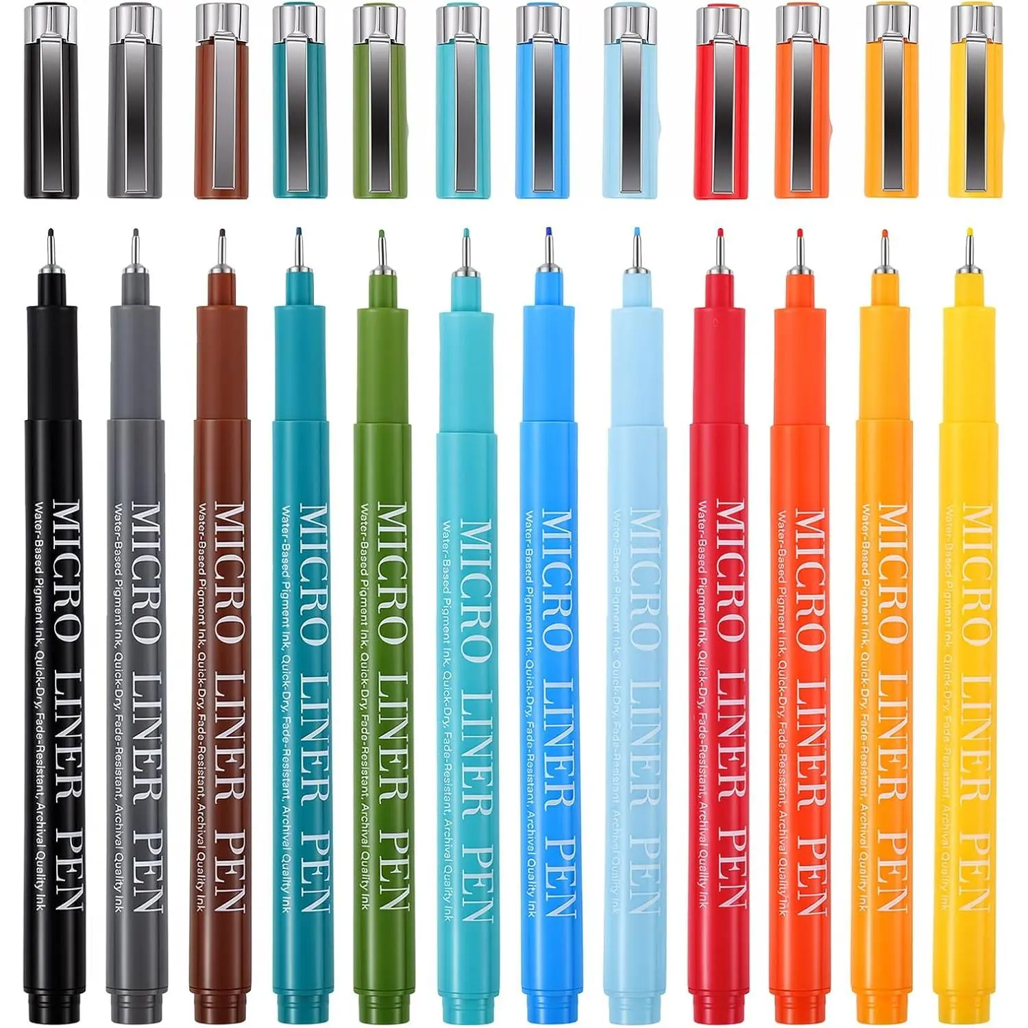 Fineliner Pens Set, 12 Colors, 0.5mm  Tip, with Pouch | Quick-Dry  Ink, Fade-Resistant, Smooth Lines for Sketching, Journaling, Technical Drawing, Comics