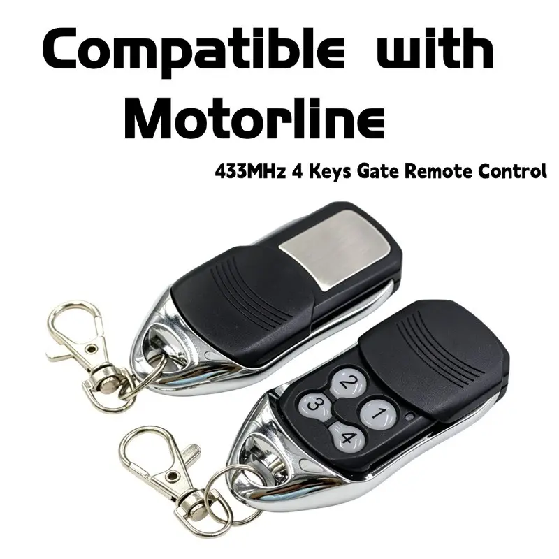 Compatible Motorline 4 Key 433mhz Rolling Code Remote, Garage Door Replacement Remote, Wireless Universal Transmitter, Electric Gate Remote Key