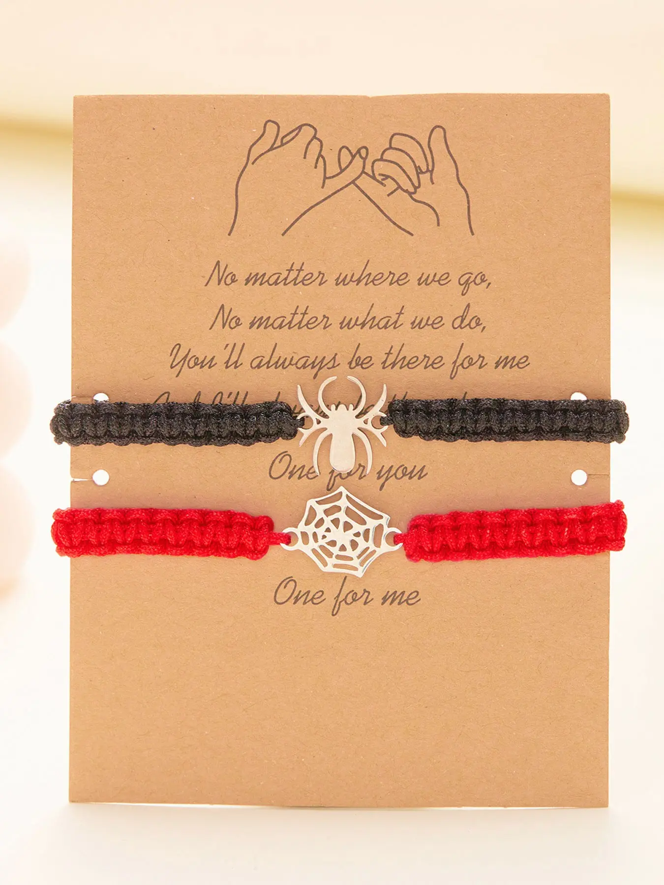 Couple Spider Friendship Bracelet Set, 2 Pairs Matching Bracelets, Best Friend Jewelry, Halloween Gift for Girlfriend or Boyfriend