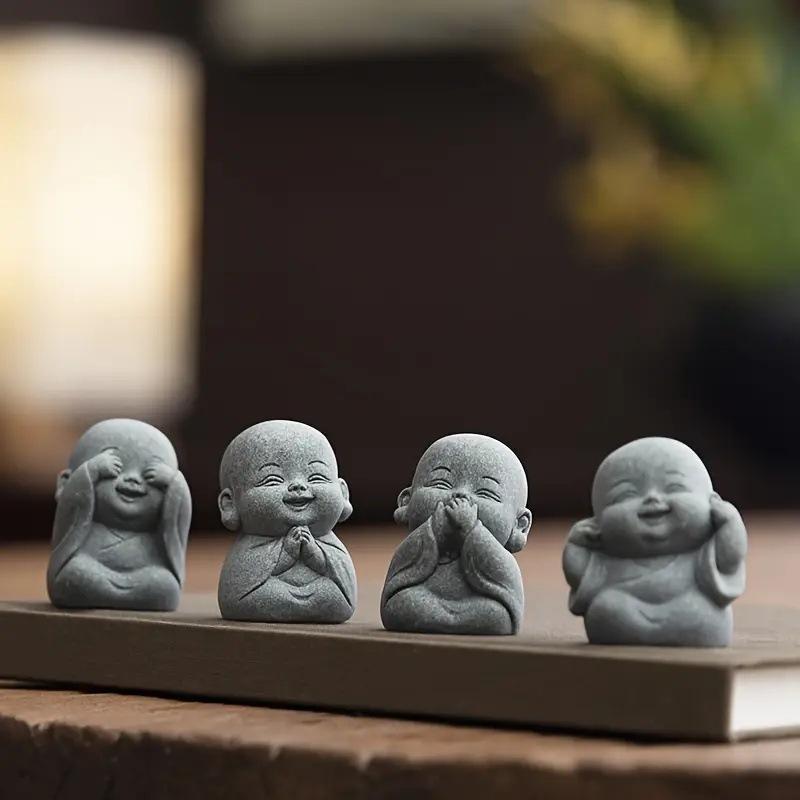 Cute Zen Style Resin Monk Statue, See No Evil Hear No Evil Speak No Evil Design, Perfect for Home and Garden Decor, Indoor and Outdoor Unique Buddha Statue