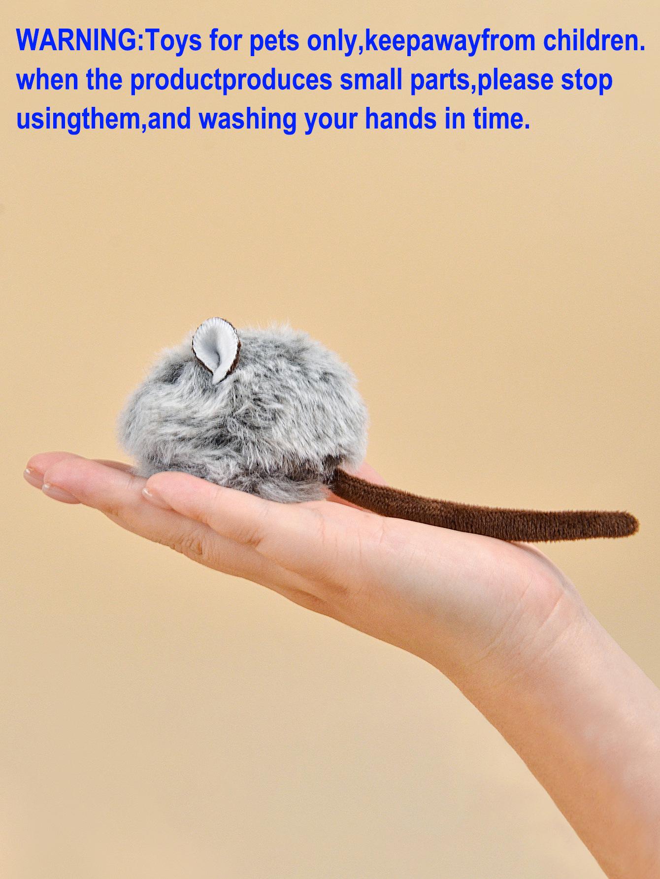 Gray realistic and funny mini plush mouse toy for daily play, a self-entertaining pet toy for cats