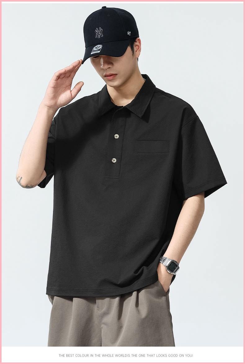 Summer Cool Polo Shirt Men's Short-sleeved Loose American Retro Half-sleeve Quick-drying Anti-wrinkle T-shirt For Men
