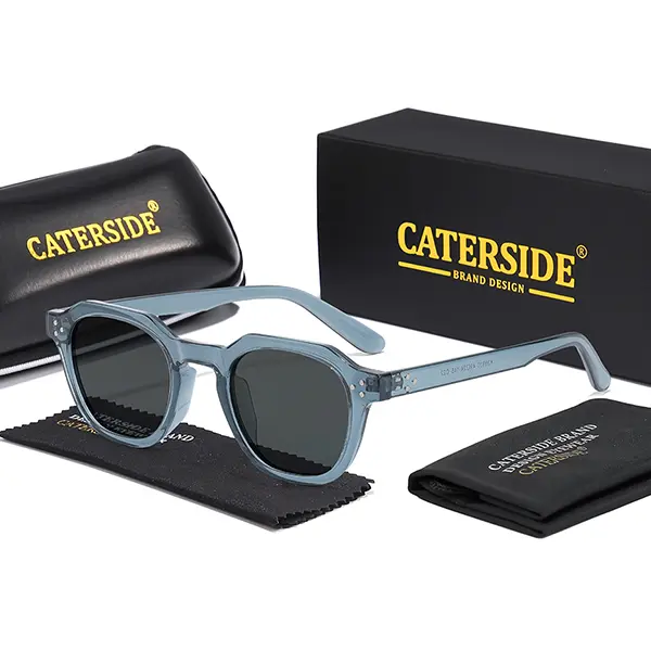 CATERSIDE Retro Men's Sunglasses - UV400 Protection Lenses, Round TR90 Frame, Suitable for Travel, Beach