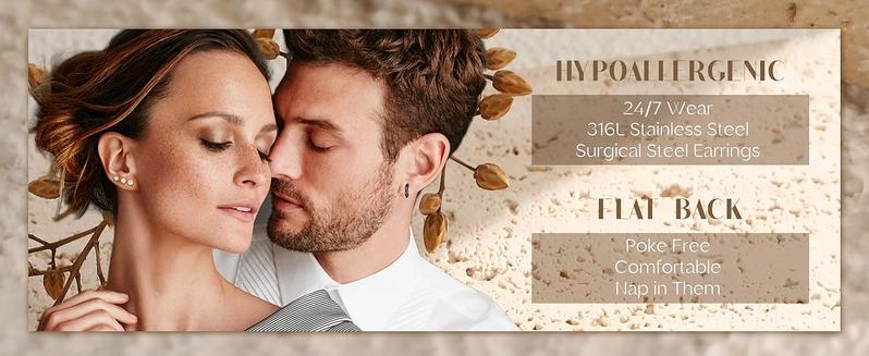 LOLIAS 21Pairs Surgical Steel Flat Back Stud Earrings Hypoallergenic 20G Screw Back Nap Stack Cartilage Earring Stacks