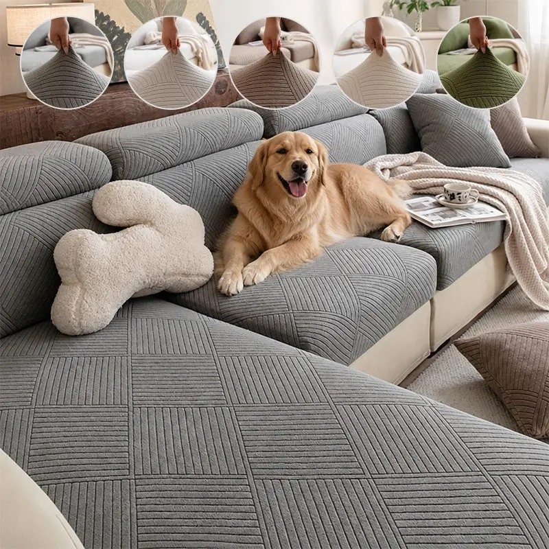 Stretch Sofa Cover, Universal Fit for All Seasons, Durable & Scratch-Resistant, Fits Single, Double, Multi, L-Type Sofas, Couch Cover L Shape