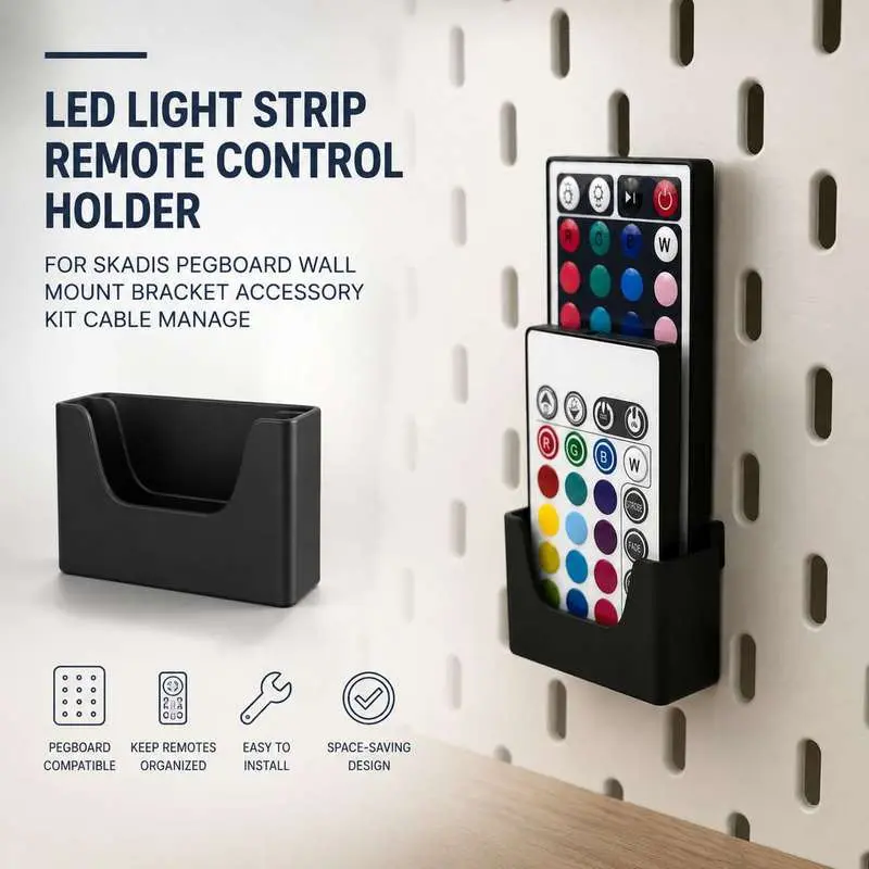 LED Light Strip Remote Control Holder for Skadis Pegboard Wall Mount Bracket Accessory Kit Cable Manage