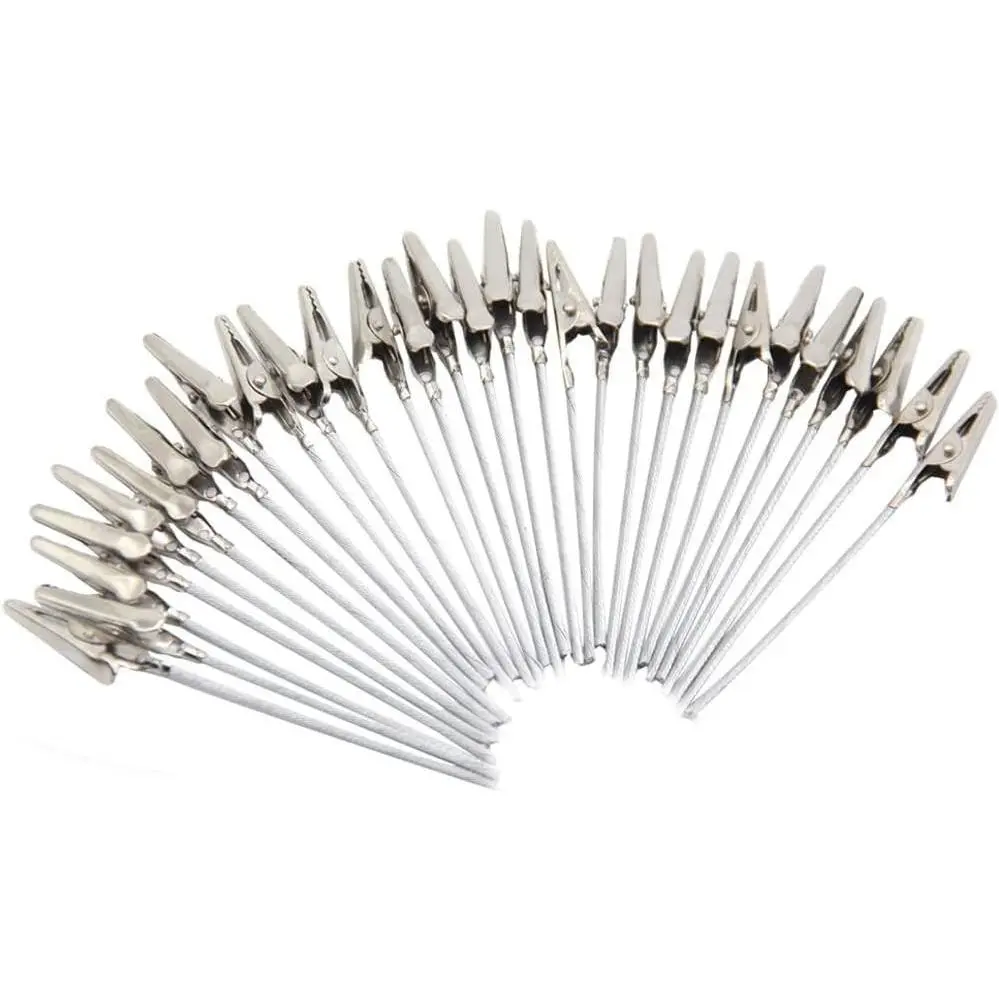 50 Pack Metal Wire Alligator Clamp, 4'' Long-Tailed Alligator Iron Clip, Stand Photo Holder Stand Memo Clip (WE1-D1)