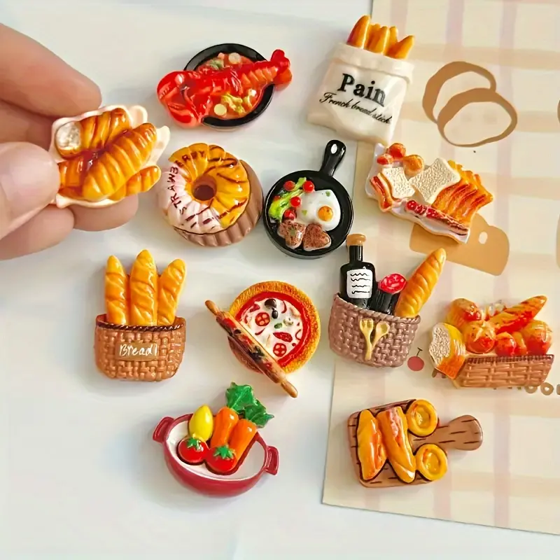 24-Piece Food Sticker Refrigerator Magnet Set - 12 Fun Magnets & 12 Accessories, Creative Decor for Kitchen, Home Whiteboard, Food Sticker Refrigerator Magnets