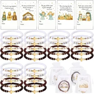 Baptism  Bracelet Bulk with Card Bags First Communion Confirmation Gifts for Women Religious  Wristbands for Church Party  Shower Souvenirs