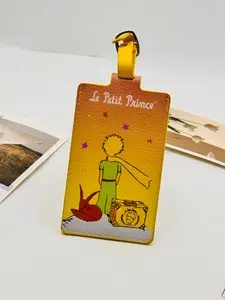 2026 New Little Prince Cartoon Leather Luggage Tag, Anti-Loss Luggage Holder, Adjustable Strap, Durable PU Material, Travel Backpack Identifier