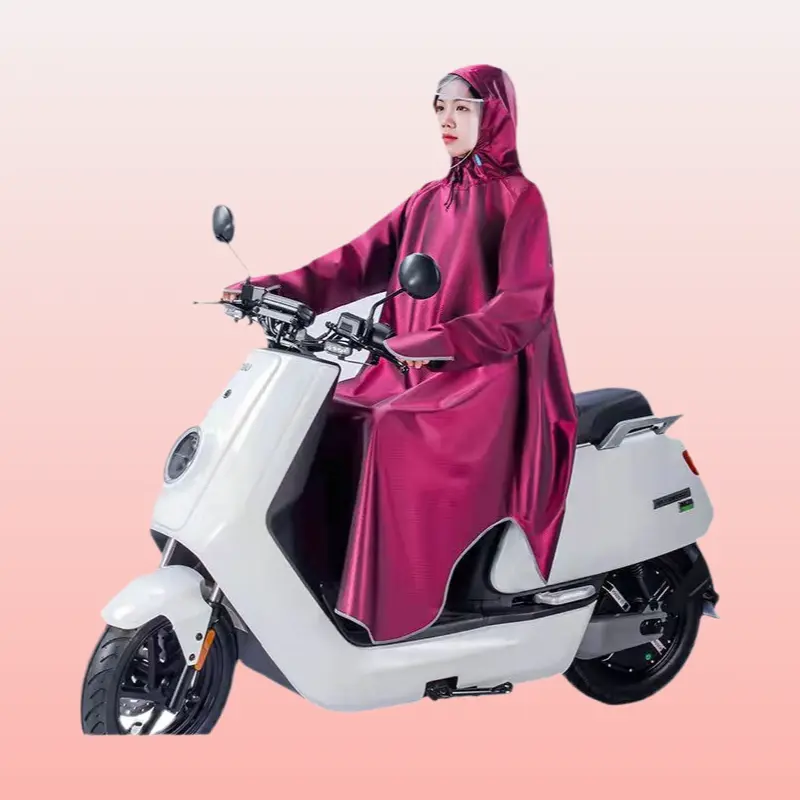 Integrated Full Coverage Thick Heavy-Duty Rain Poncho, Large Size Riding Gear for Electric Vehicle, Motorcycle Daily Commute, Integrated Poncho