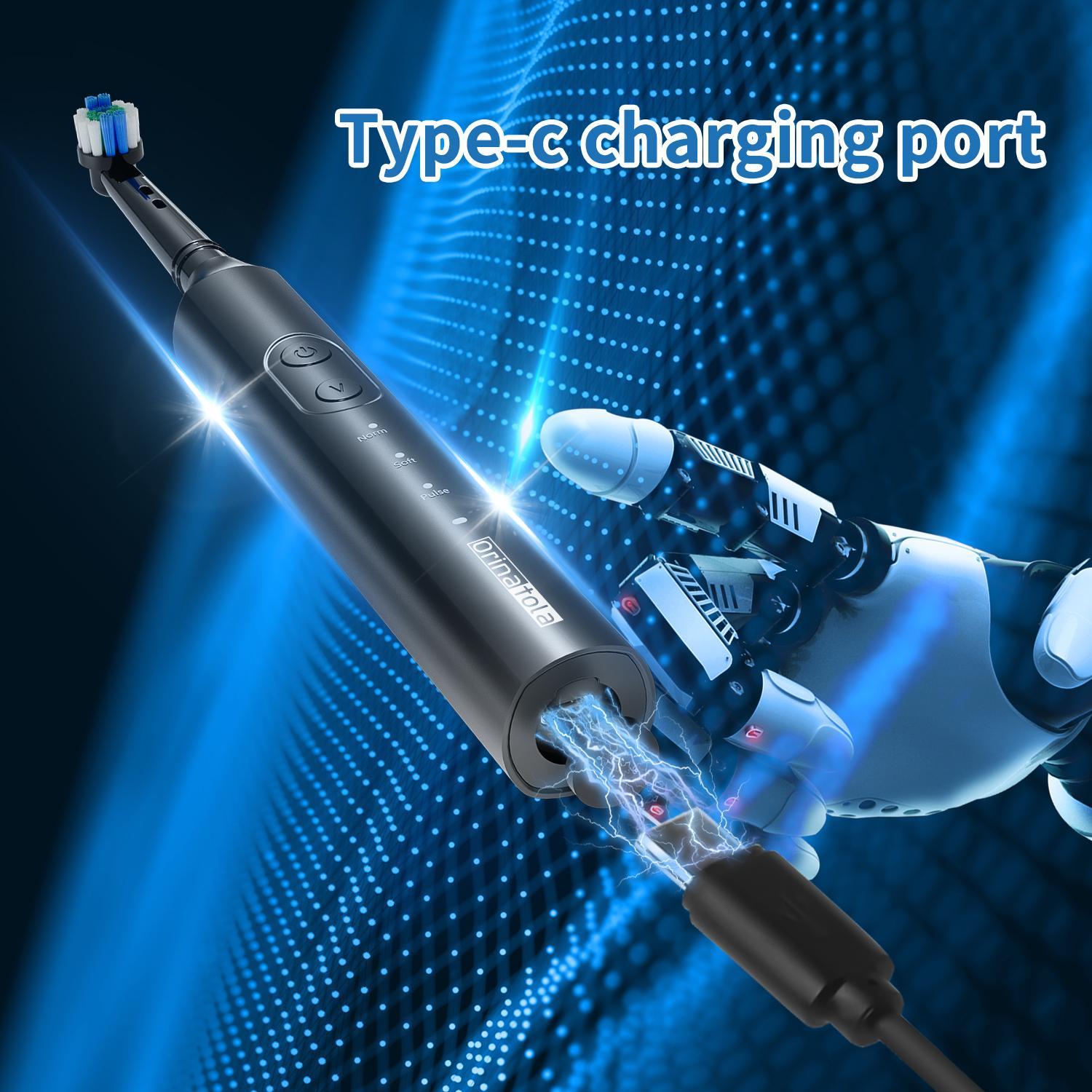 Electric Toothbrush with 8 Counts Brush Heads, 1 Box USB Rechargeable Waterproof Rotating Toothbrush with 3 Cleaning Modes, Oral Care Product for Adults