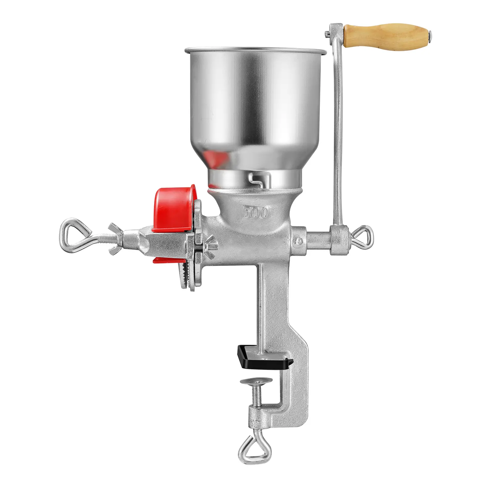 Manual Grain Mill for Home Kitchen, Durable Kitchenware Utensil Home Kitchen Accessory with High Hopper, Cast Iron Spray-Coating Construction, Flavor-Preserving Grinding, Stable Table Clamp Design
