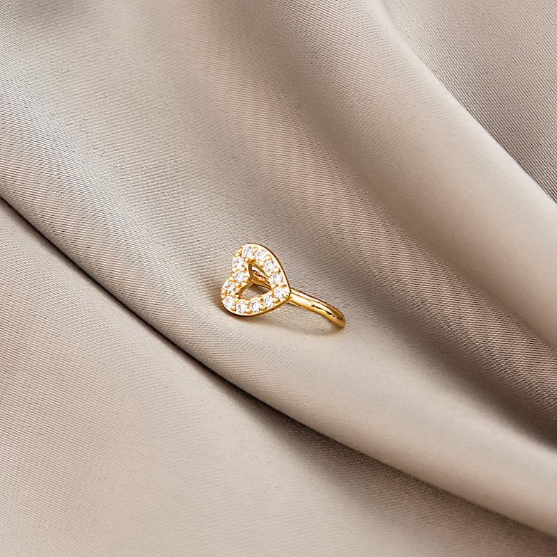 New star-shaped nose ring, simple U-shaped copper micro-inlaid non-piercing nose stud, trendy accessory