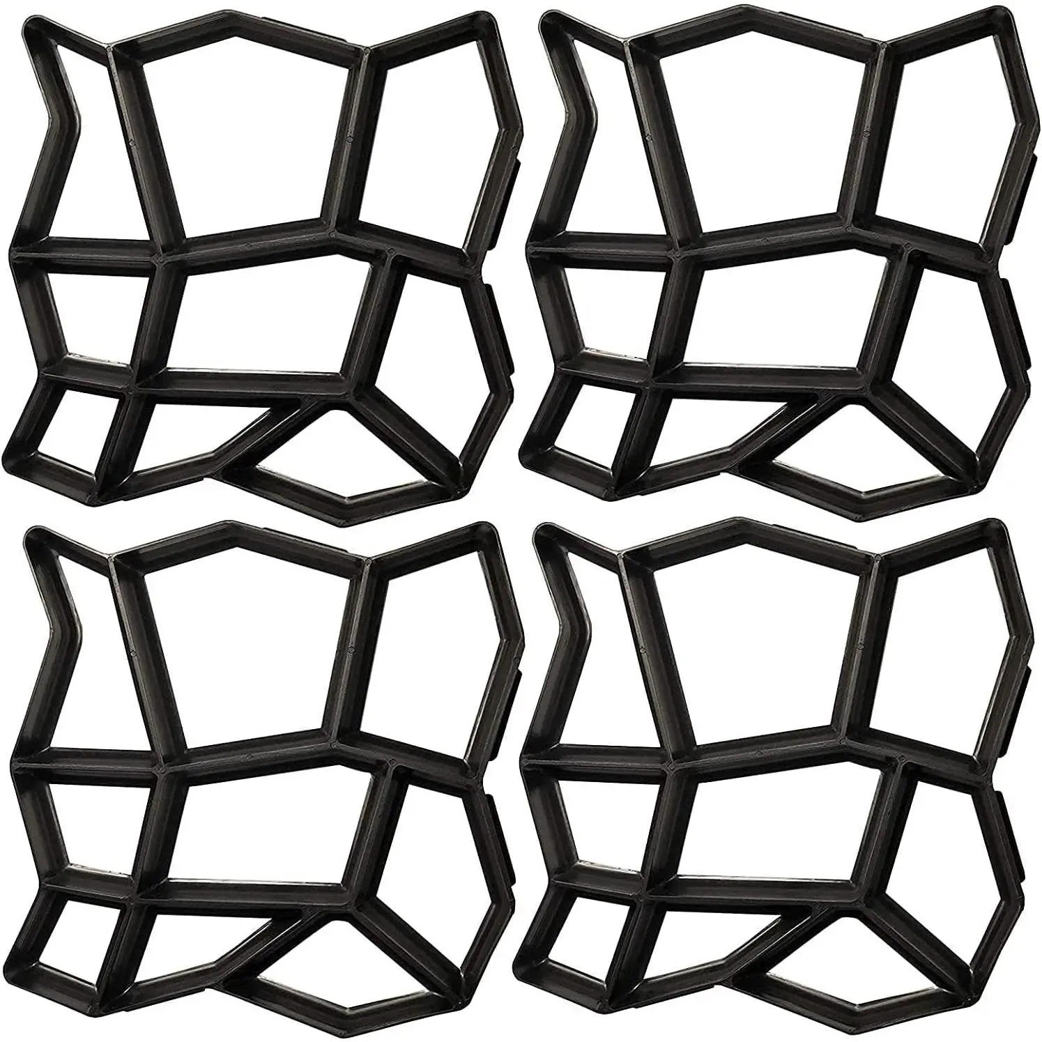 Stepping Stone Path Maker Mold - Paving Pavement Concrete Cement Paver Molds for Patio Lawn & Garden, 4 Packs 13 x 13 x 1.4 inch