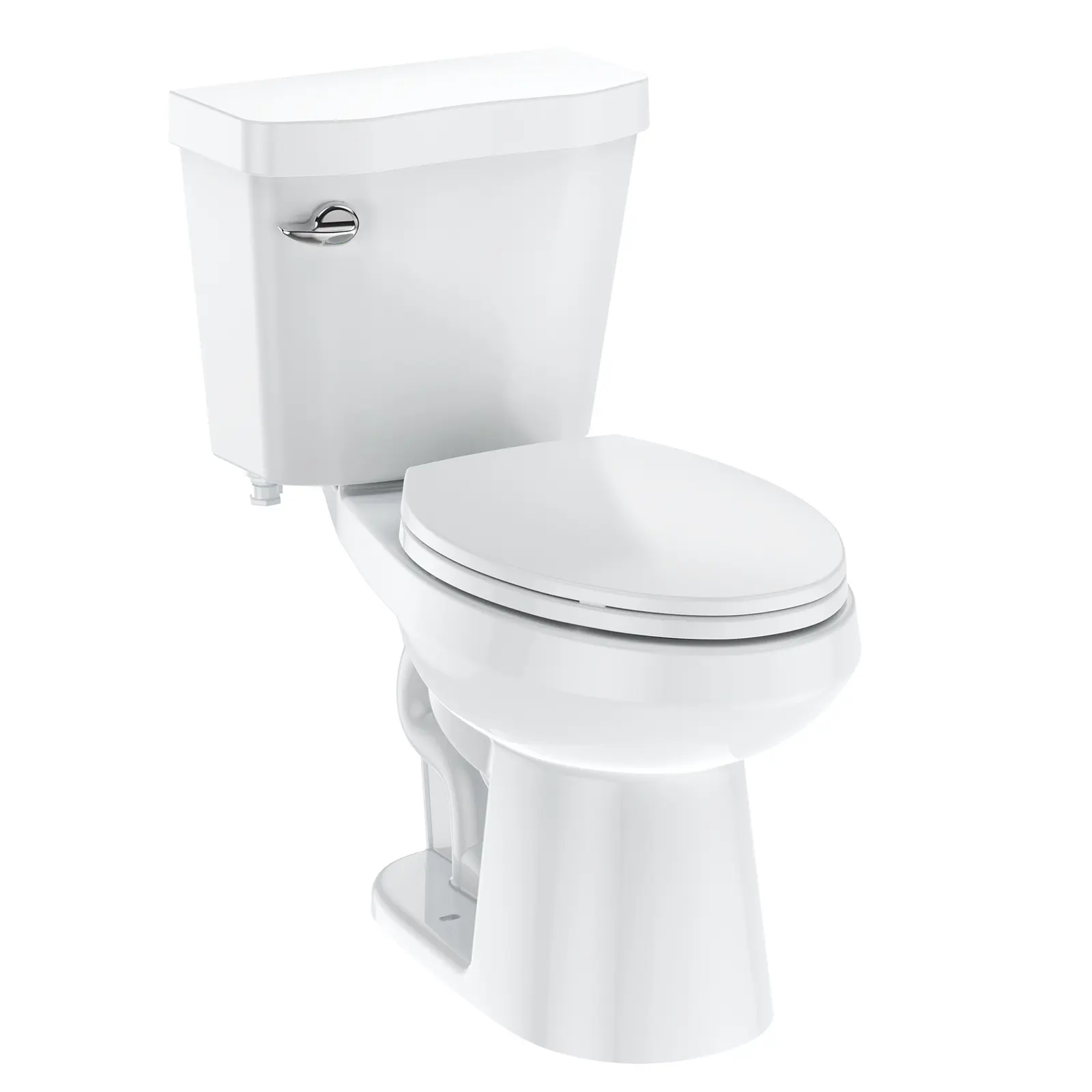 Commercial ADA Toilet - Elongated/Round Bowl, 1.28 GPF Siphonic Flush, Global Height, Soft-Close Seat, Durable Ceramic, Efficient Water Use, 12" Rough-In