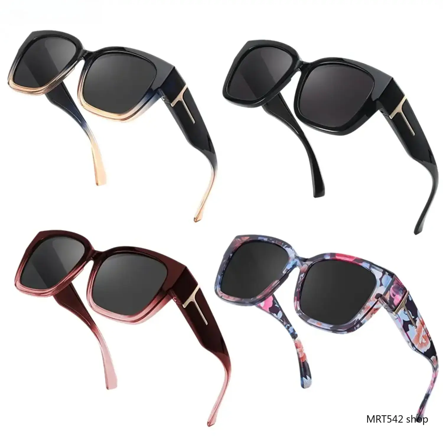 【SummerWins】Unisex 4-Pack Polarized Fit Over Sunglasses for Women, Rectangular Mirrored Frame, UV400 Anti-Glare Protection, Wearable Over Prescription Glasses, Durable Shades for Driving & Outdoor Sports
