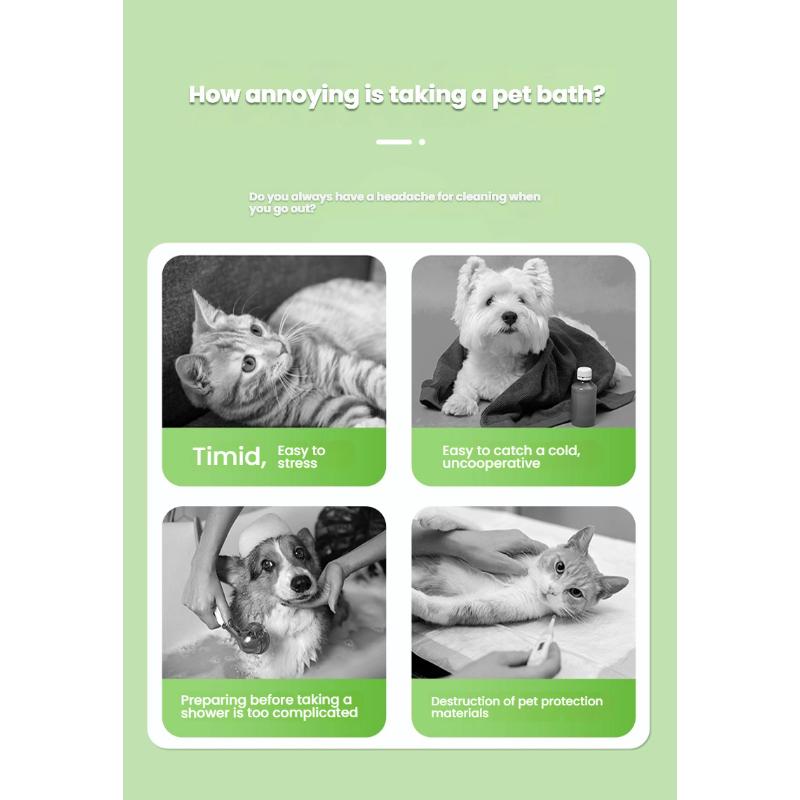 WLP Pet Glove Wipes for Dogs & Cats,BathWipes for Bathing and Washing Pets,Hypoallergenic No-Rinse Grooming,DailyCare and Traveling,Individually Packaged,Prevent Evaporation,Easy to Carry