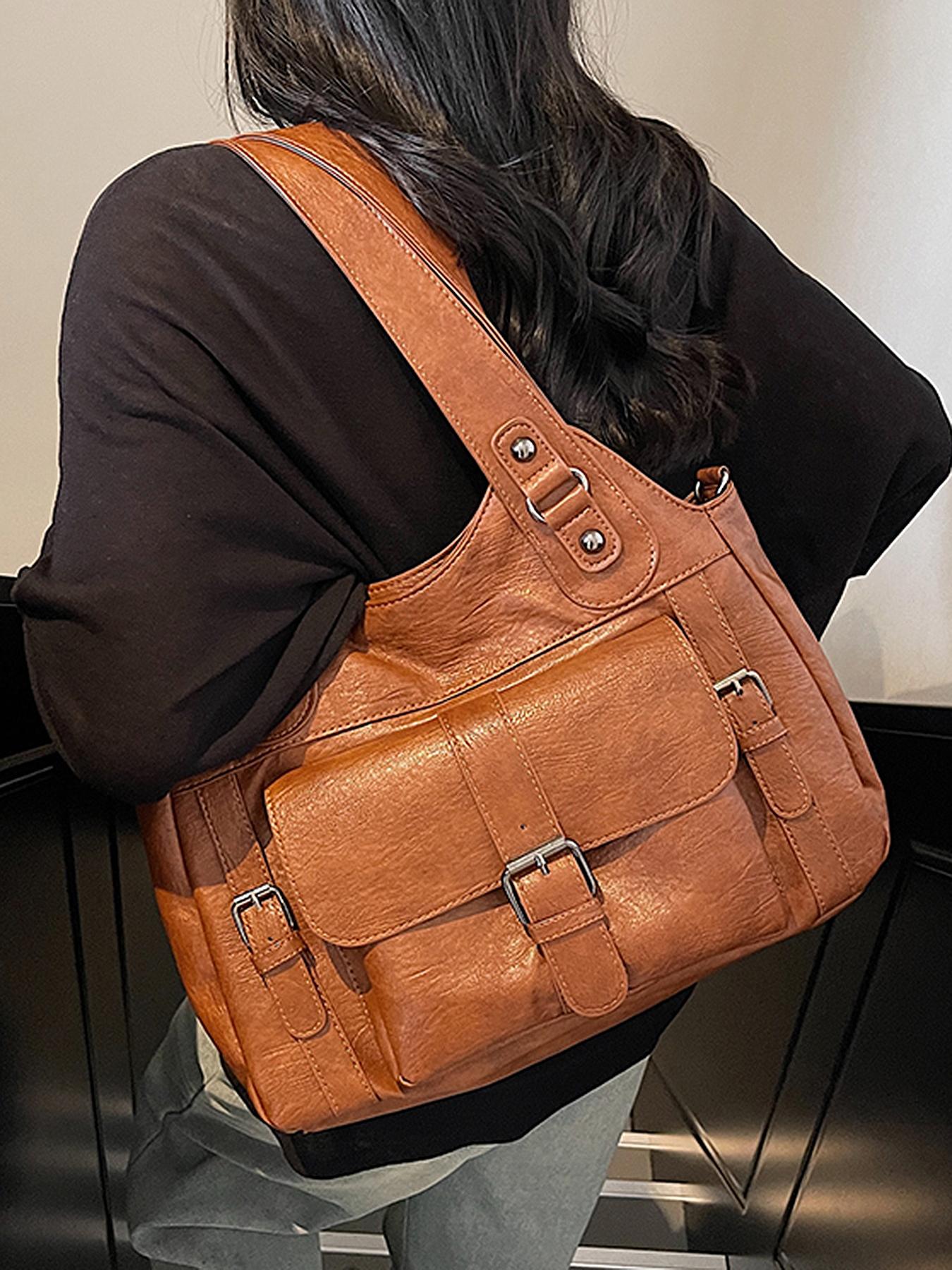 Retro casual shoulder messenger bag, solid color tote bag, casual simple shoulder bag, fashionable and versatile travel bag, elegant commuter bag, suitable for daily commuting, travel, office workers commuting and other scenarios.
