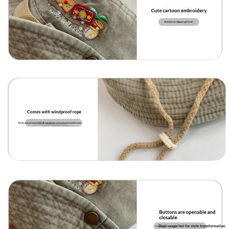 1pc Summer Train Embroidery Panama Hat for Women Beach Sun Protection Bucket Hat Retro Bob Fisherman Hats Visor Fishing Caps