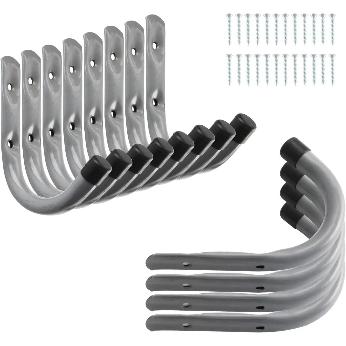 12 Pack 4-Inch Heavy Duty Garage Storage Wall Hooks, Steel J Utility Hooks for Hanging Ladders, Tools, Bikes, Grey