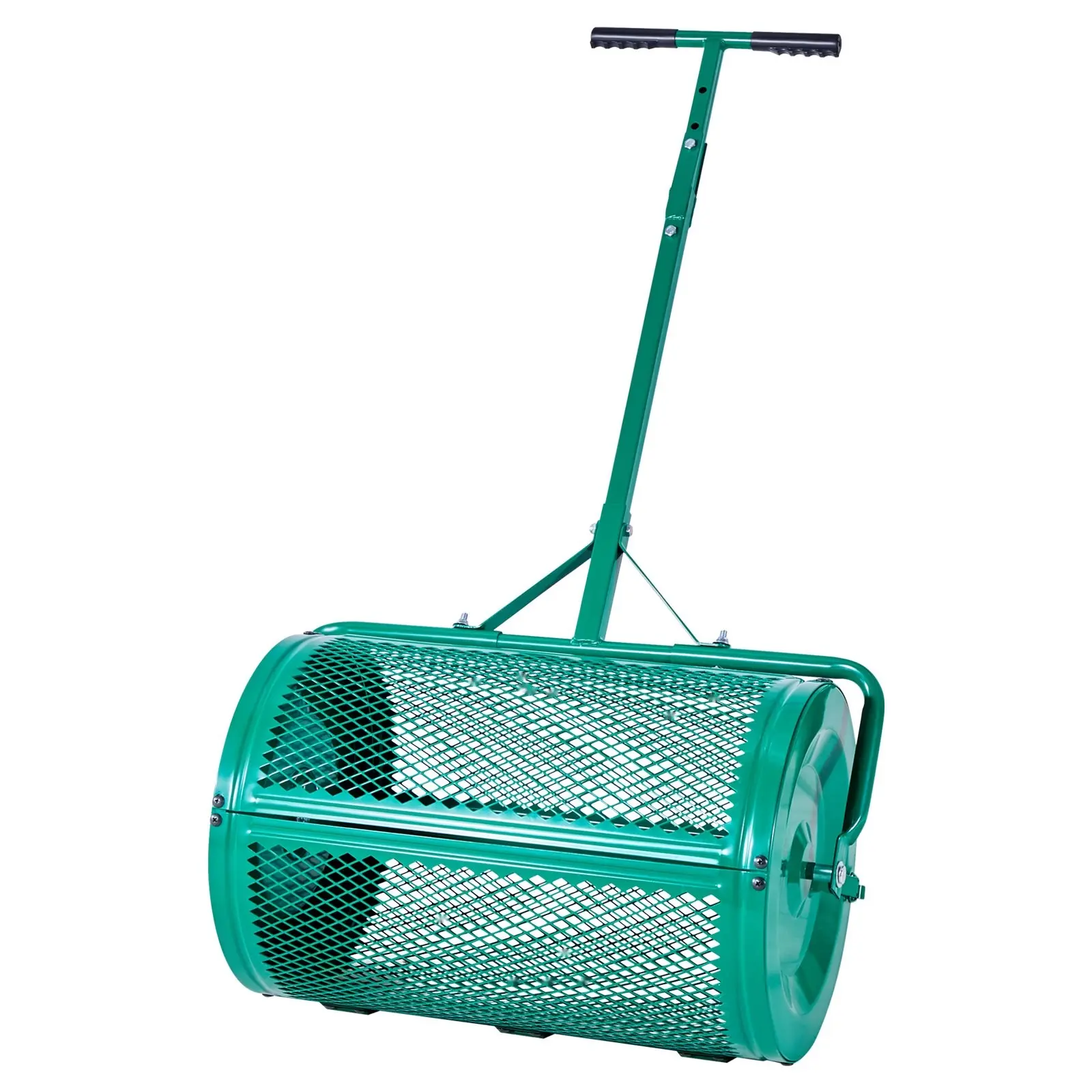 Compost Spreader 24-Inch Capacity For Peat Moss And General Garden Spreading With Roller Wheel, Push And Tow Handle, Durable Yard Lawn Tool For Lawn Care, Garden Bed Preparation, Fertilizer And Soil Amendment Application