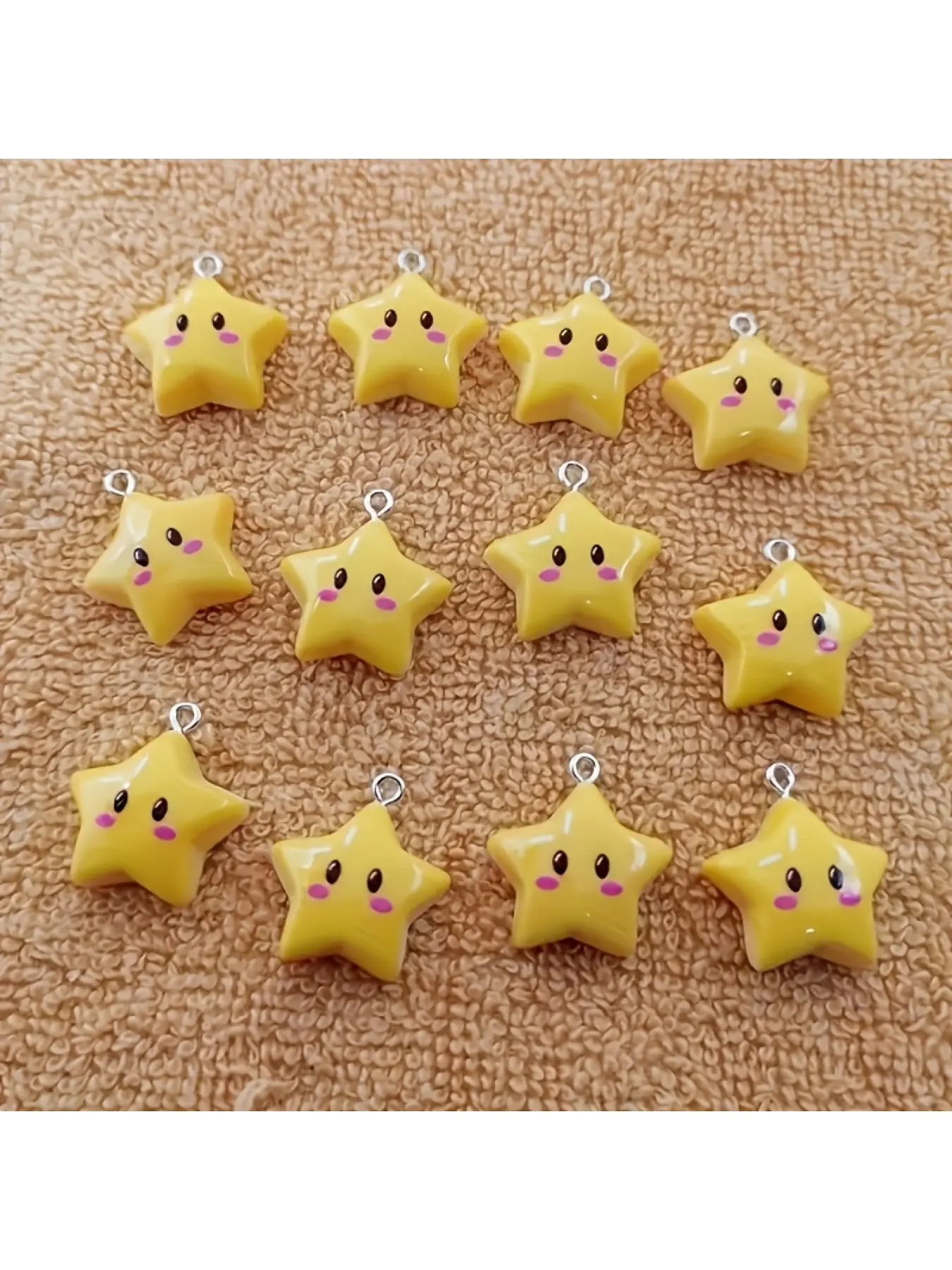 12Pcs Cute Sweet Yellow Star Resin Pendants, Charms for Bracelets, DIY Jewelry Making Set for Necklaces and Bracelets, Gifts for Easter, Valentine's Day and Christmas