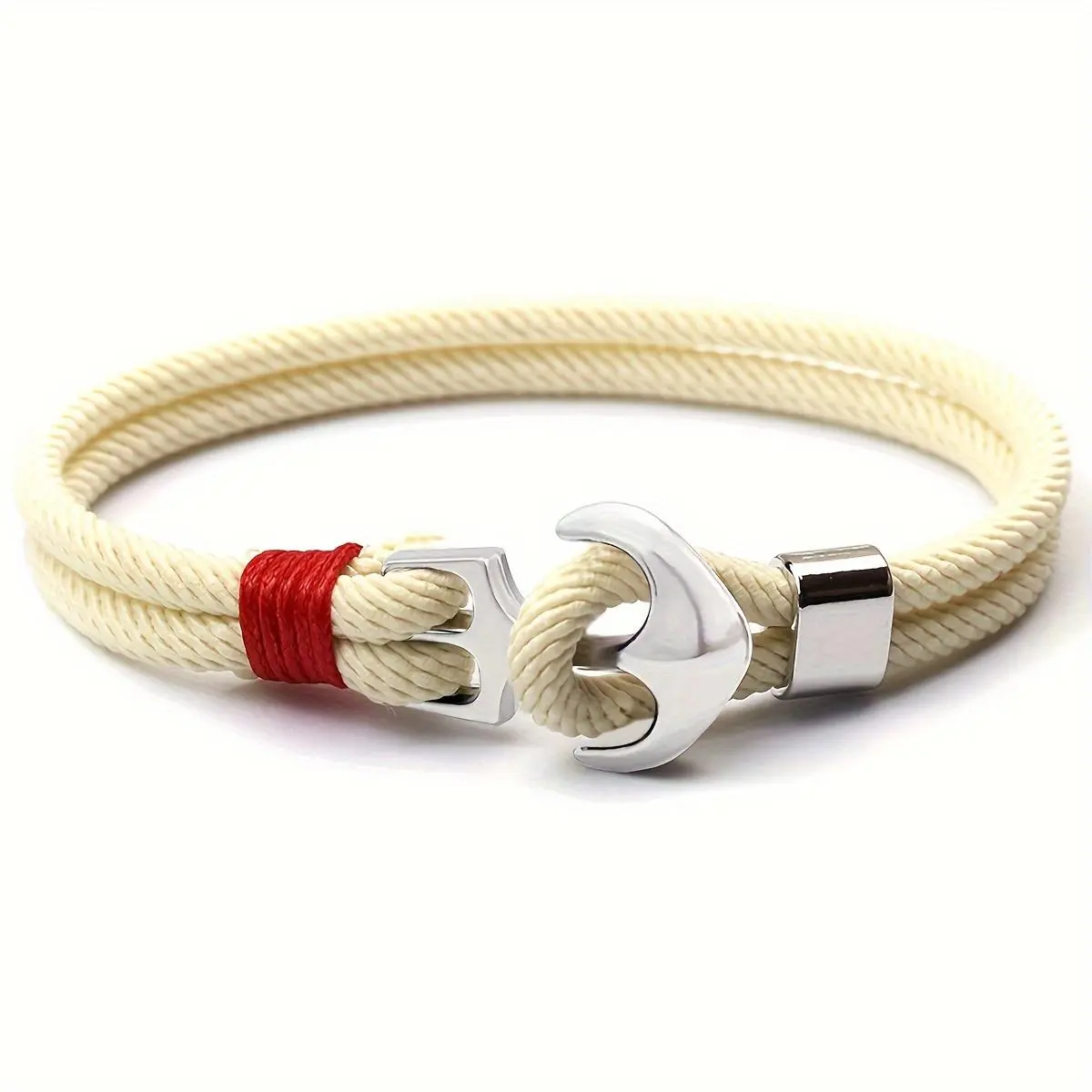 [Anchor Statement Bracelet] Men's Boat Anchor Statement Bracelet - 1pc Rope Chain Milan Line Bracelet - Versatile Jewelry Gift