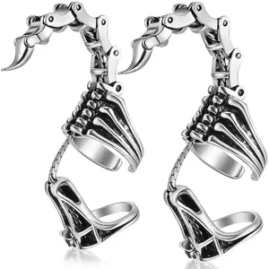 2 Pcs Scorpion Halloween Costume Gothic Knuckle Rings, Silver Color Adjustable Ring, Unisex Halloween Costume Jewelry Accessories
