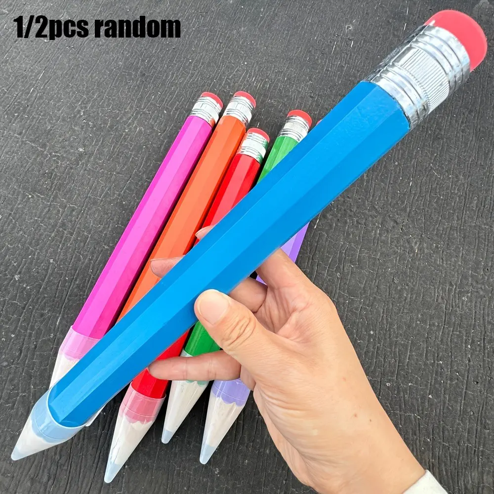[Extra-Large Wooden Pencil] 1/2pcs Extra-Large 13-Inch Wooden Pencil with Cap - Red And Black Color Scheme, Suitable for School, Events, Parties, And Home Use; Student Stationery, Holiday Design