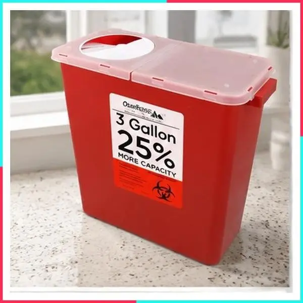 Large 3 Gallon Sharps Container with Rotating Lid for Biohazard Needle and Syringe Disposal, CDC Certified, Home and Professional Use