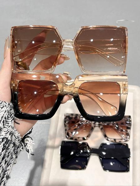 4 Pack Unisex Fashionable Classic Square Large Frame Sunglasses, Versatile Travel Sunglasses for Everyday and Vacation Use, Trendy Casual Sunglasses