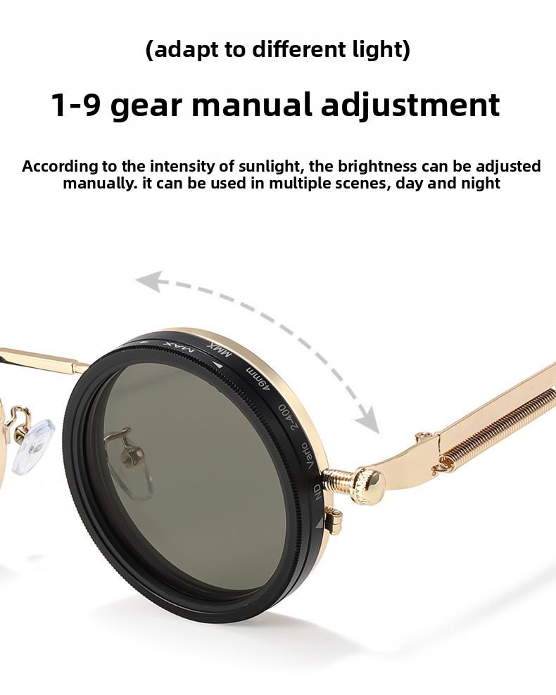 Nine-speed adjustable dimming sunglasses stepless rotating filter retro personalized polarized sunglasses wind outdoor fishing cycling glasses Flexible Polarized Sports Sunglasses