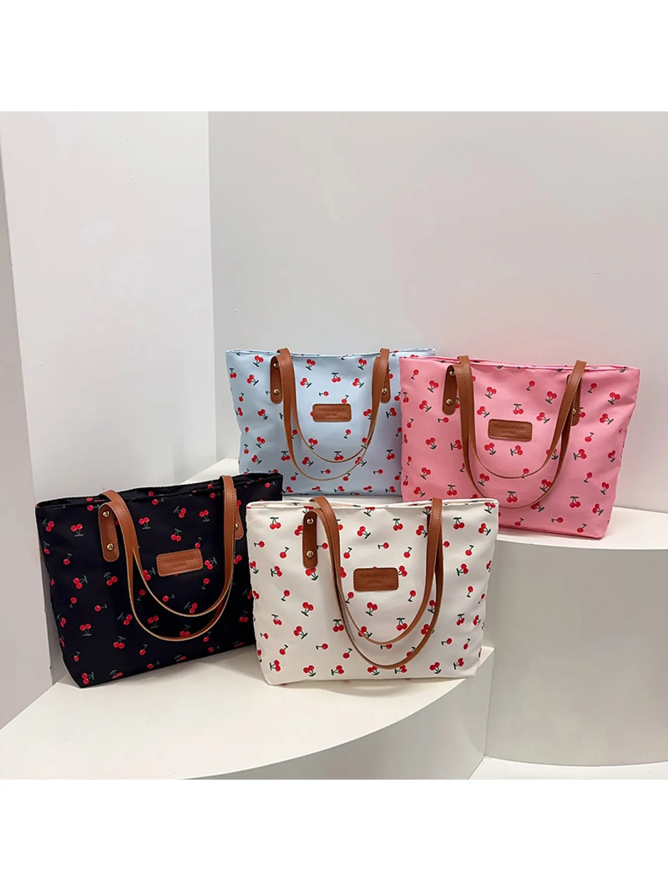 Cherry Sweet Style Handheld Tote Bag for Women 2025 Autumn New Large Capacity Shoulder Bag Commuter Bag