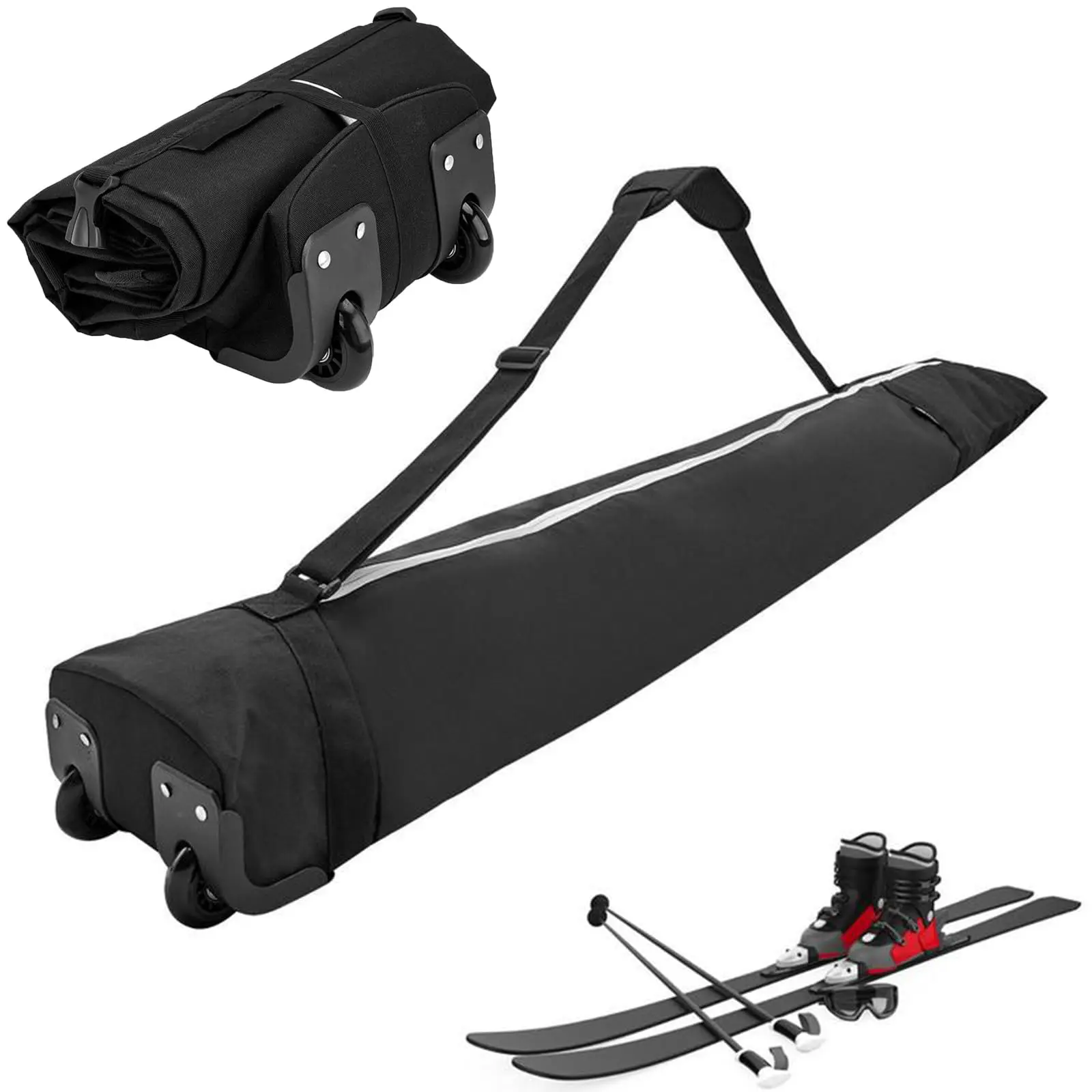 Double Padded Snowboard and Ski Bag Only with Wheels, Large Capacity Roller Case, Durable Oxford Cloth Construction, Secure Equipment Storage, Ideal for Air Travel, Fits Board and Gear